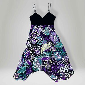 Candie’s Y2K Purple Paisley Handkerchief Beaded Midi Dress size Large